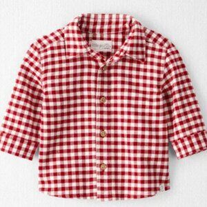 EUC Little Planet Baby Boy Plaid Flannel Organic Cotton Button Up